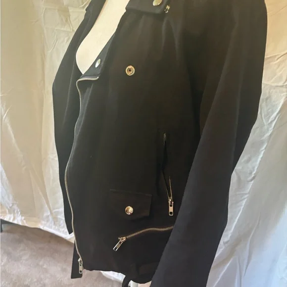 Wildfang Black Leather Jacket Asymmetrical Moto Style - Picture 2 of 8